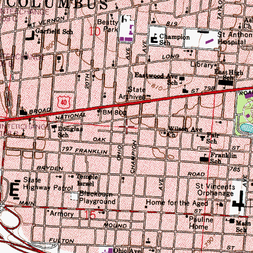 Topographic Map of Christian Home Ministry Church (historical), OH