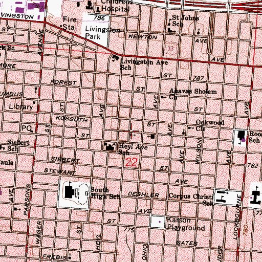 Topographic Map of Pentecostal Church of God in Jesus Name, OH