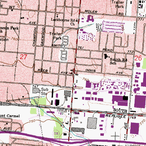 Topographic Map of Church of Christ, OH