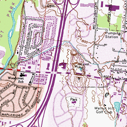 Topographic Map of Yorktown Middle School, OH