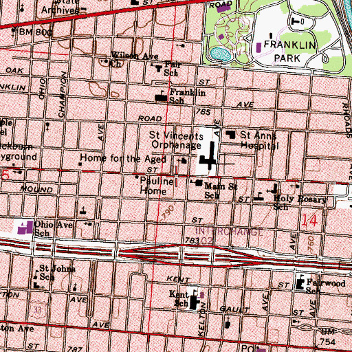 Topographic Map of Redeemer African Methodist Episcopal Zion Church (historical), OH