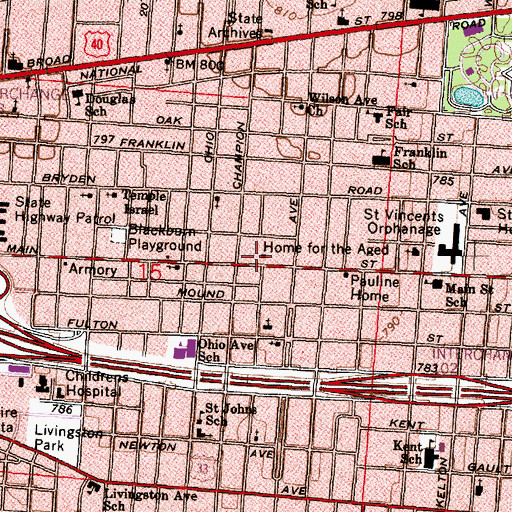 Topographic Map of New Jerusalem Church of God in Christ, OH