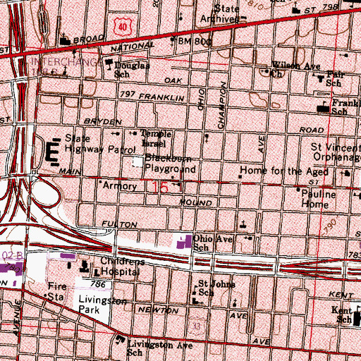 Topographic Map of First English Lutheran Church, OH