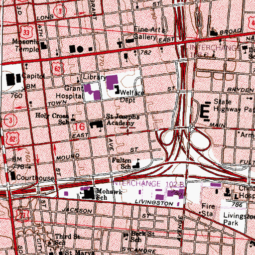 Topographic Map of Mount Olivet Baptist Church, OH