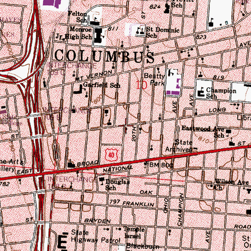 Topographic Map of Shady Grove Baptist Church of Christ, OH
