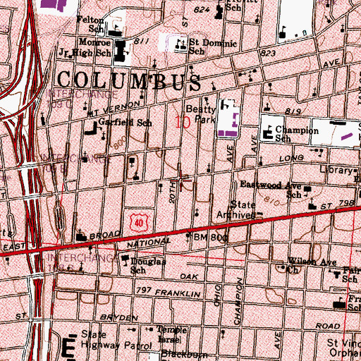 Topographic Map of Christ Memorial Baptist Church (historical), OH