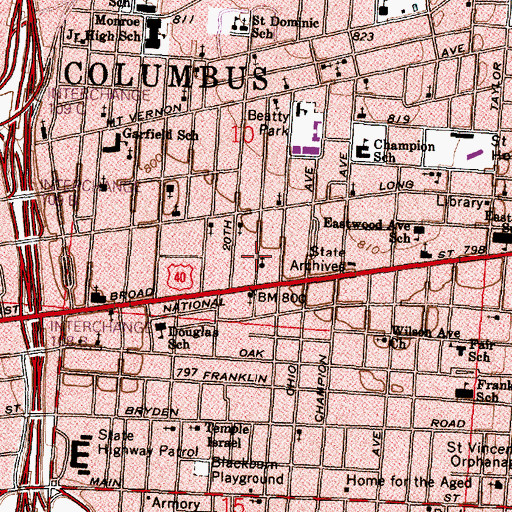 Topographic Map of Pilgrim Baptist Church, OH