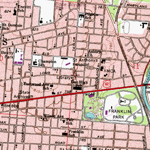 Topographic Map of Saint Philip Lutheran Church, OH