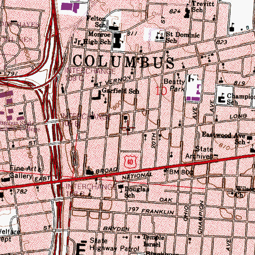 Topographic Map of Centenary United Methodist Church, OH