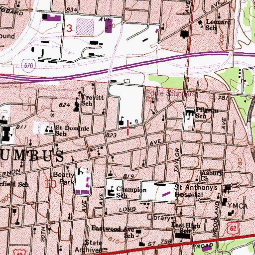 Topographic Map of Union Tabernacle Church of God, OH
