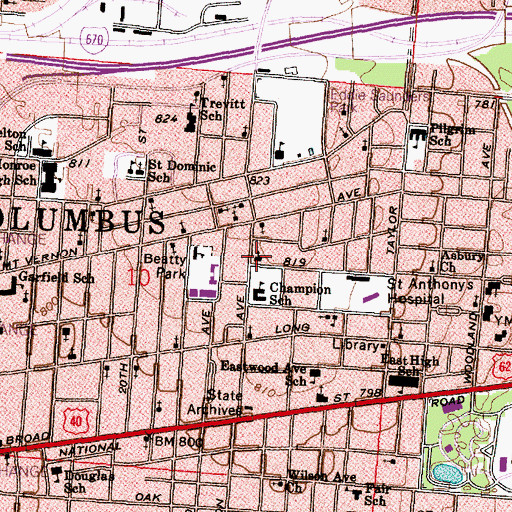 Topographic Map of Union Grove Baptist Church, OH
