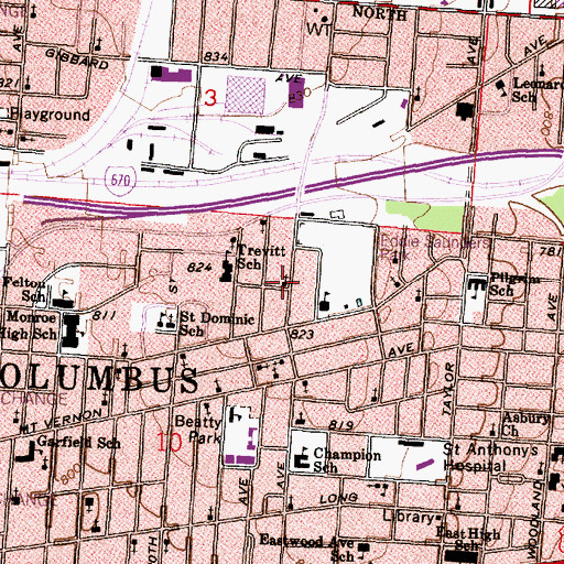 Topographic Map of Greater Life Evangelistic Temple, OH