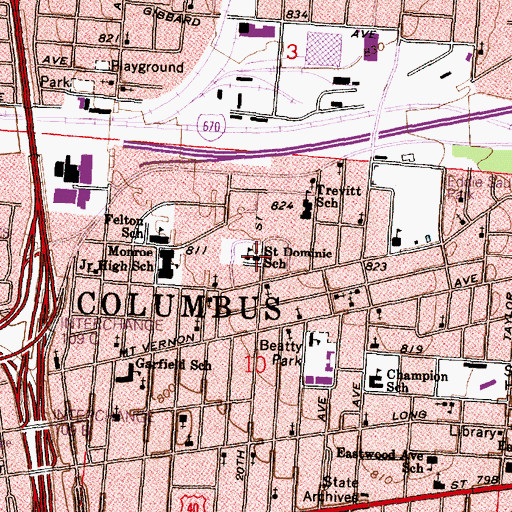 Topographic Map of Saint Dominic Roman Catholic Church, OH