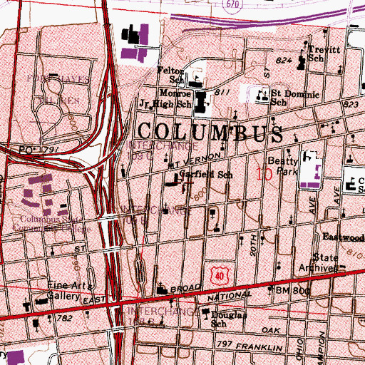 Topographic Map of Bethel Baptist Church, OH