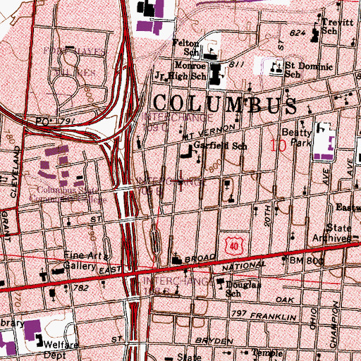 Topographic Map of Bethany Presbyterian Church, OH