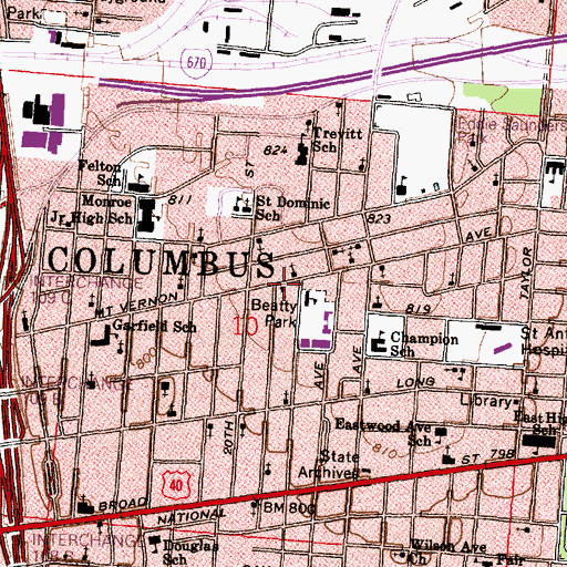 Topographic Map of Mount Vernon African Methodist Episcopal Church, OH