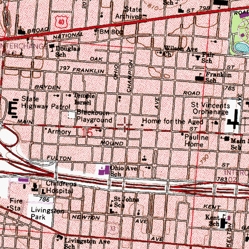Topographic Map of New Canaan Baptist Church, OH