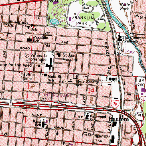Topographic Map of Rock of Faith Baptist Church, OH