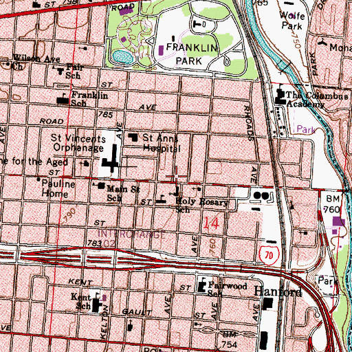 Topographic Map of Saint Luke Baptist Church, OH