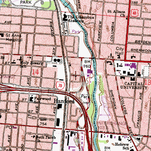 Topographic Map of Jordans Memorial Church of God in Christ, OH