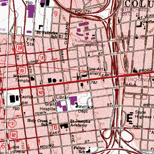 Topographic Map of First Congregational Church, OH