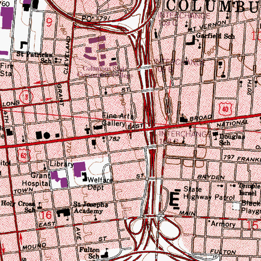Topographic Map of First Baptist Church, OH