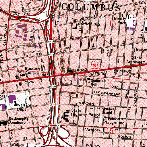 Topographic Map of Saint Pauls Episcopal Church, OH