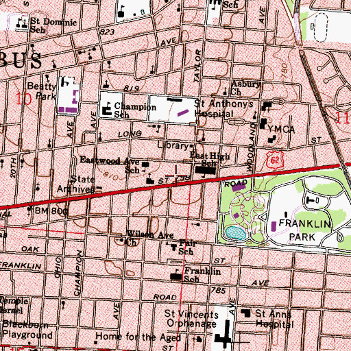 Topographic Map of Islamic Center Church, OH