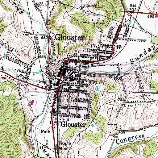 Topographic Map of Trimble Elementary School, OH