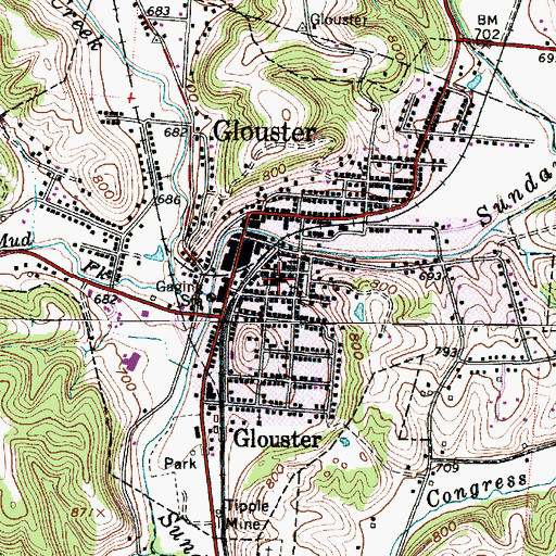 Topographic Map of Trimble Middle School, OH