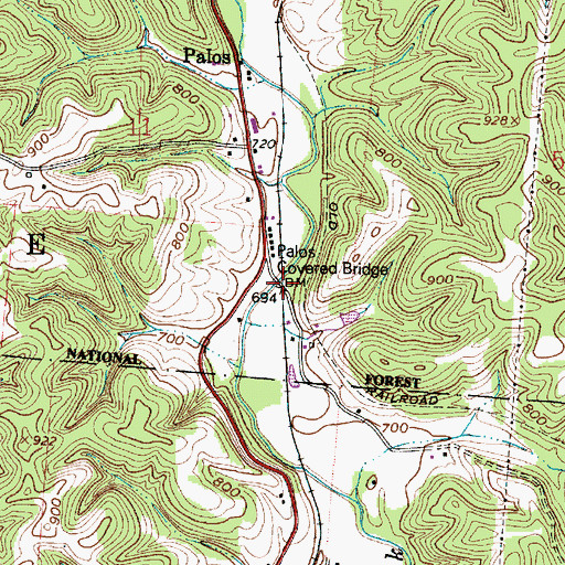 Topographic Map of Palos Bridge, OH