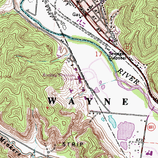 Topographic Map of Hocking College, OH