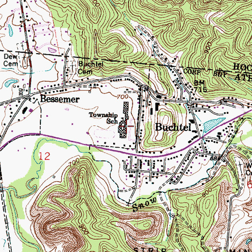 Topographic Map of Nelsonville-York High School, OH