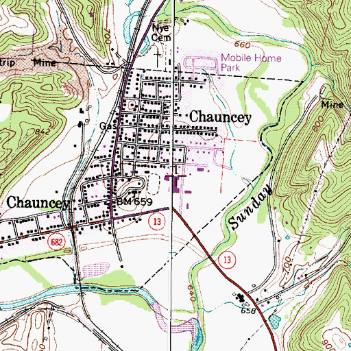 Topographic Map of Chauncey Elementary School, OH