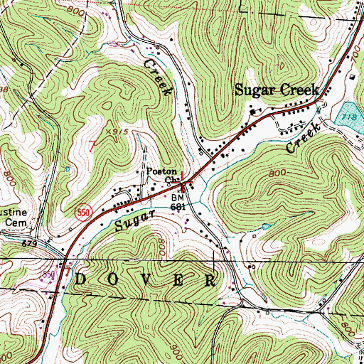 Topographic Map of Poston, OH