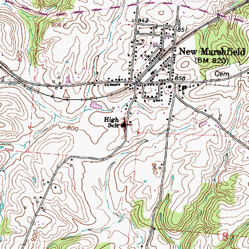 Topographic Map of Alexander Middle School, OH