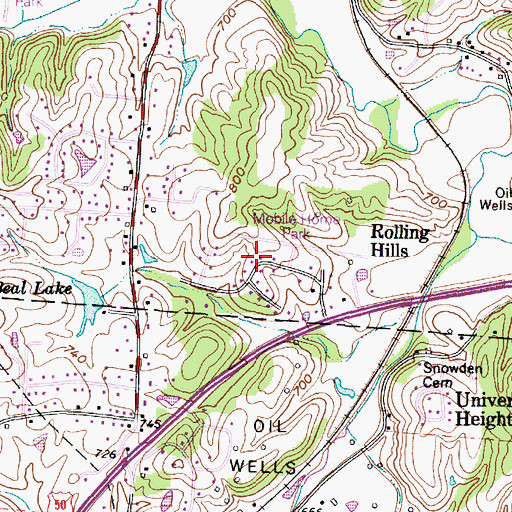 Topographic Map of Rolling Hill Acres, OH