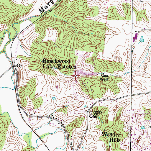 Topographic Map of Beachwood Lake Estates, OH