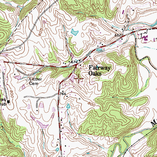 Topographic Map of Fairway Oaks, OH