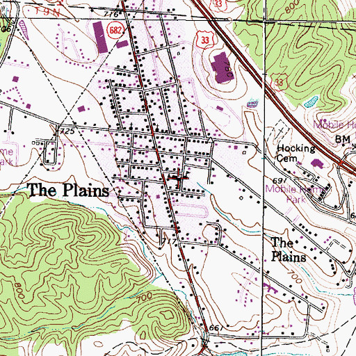 Topographic Map of The Plains Elementary School, OH