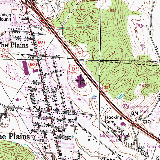 Topographic Map of Athens High School, OH
