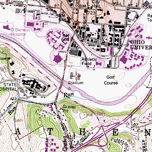 Topographic Map of Peden Stadium, OH