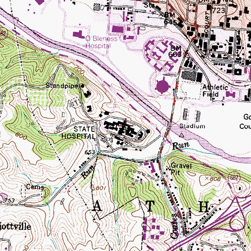 Topographic Map of Athens Mental Health Center, OH