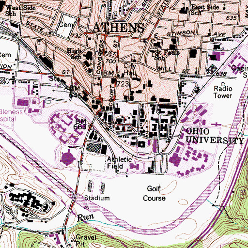 Topographic Map of Alden Library, OH