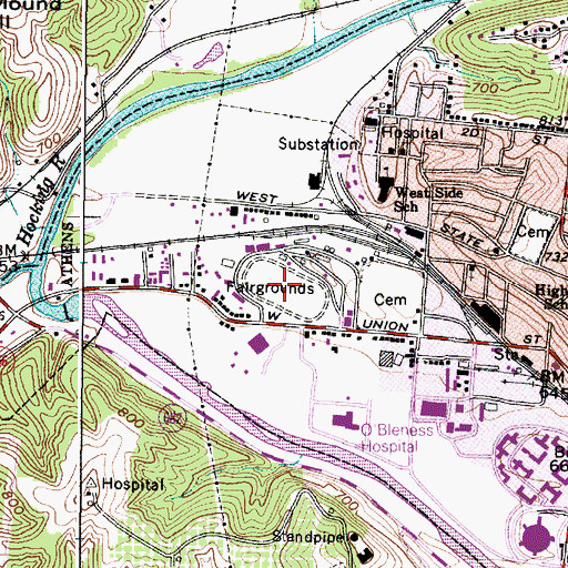 Topographic Map of Athens County Fairgrounds, OH