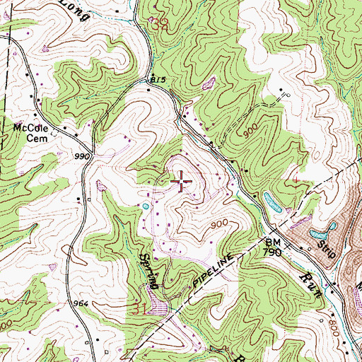 Topographic Map of Hickory Hills, OH