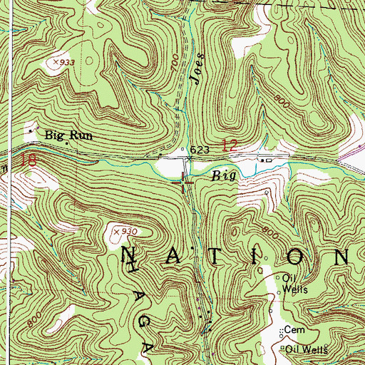 Topographic Map of Nellis Run, OH