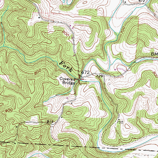 Topographic Map of Blackwood Bridge, OH