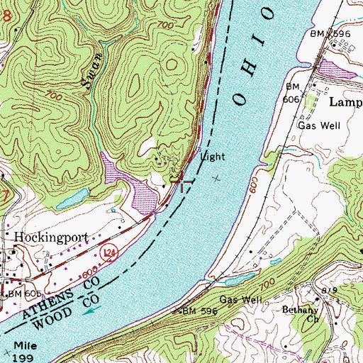 Topographic Map of Parkers Landing, OH