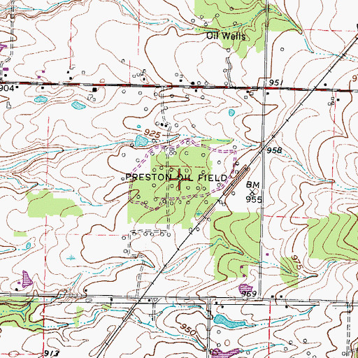 Topographic Map of Preston Oil Field, OH